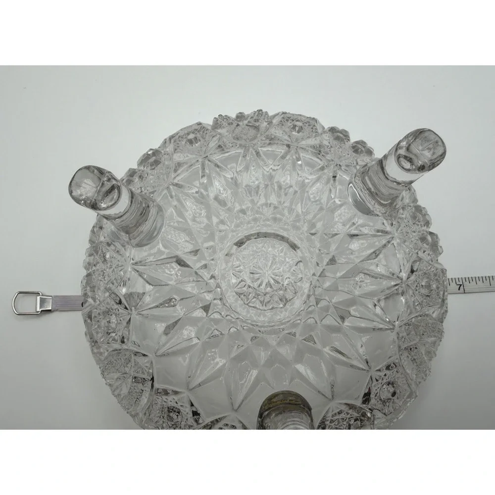 Vintage American Brilliant Period Cut Glass Footed Bowl Scalloped Edge 7